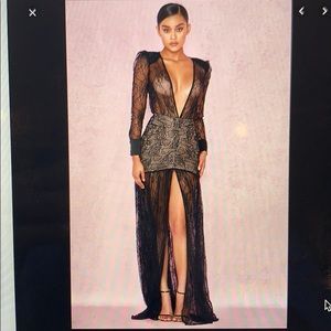 House of CB “Griffe” Black Lace Maxi Dress